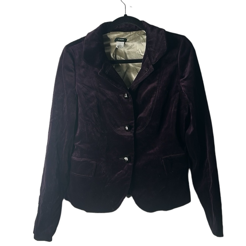J crew velvet eggplant purple jacket size 8